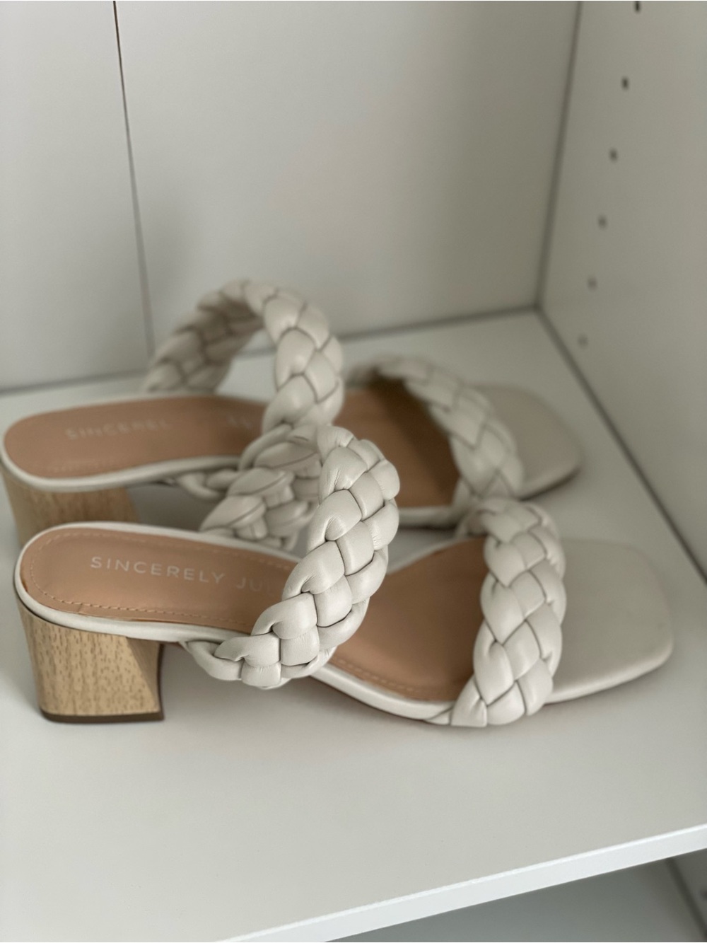 Sincerely Jules Cream Braided Block Heel